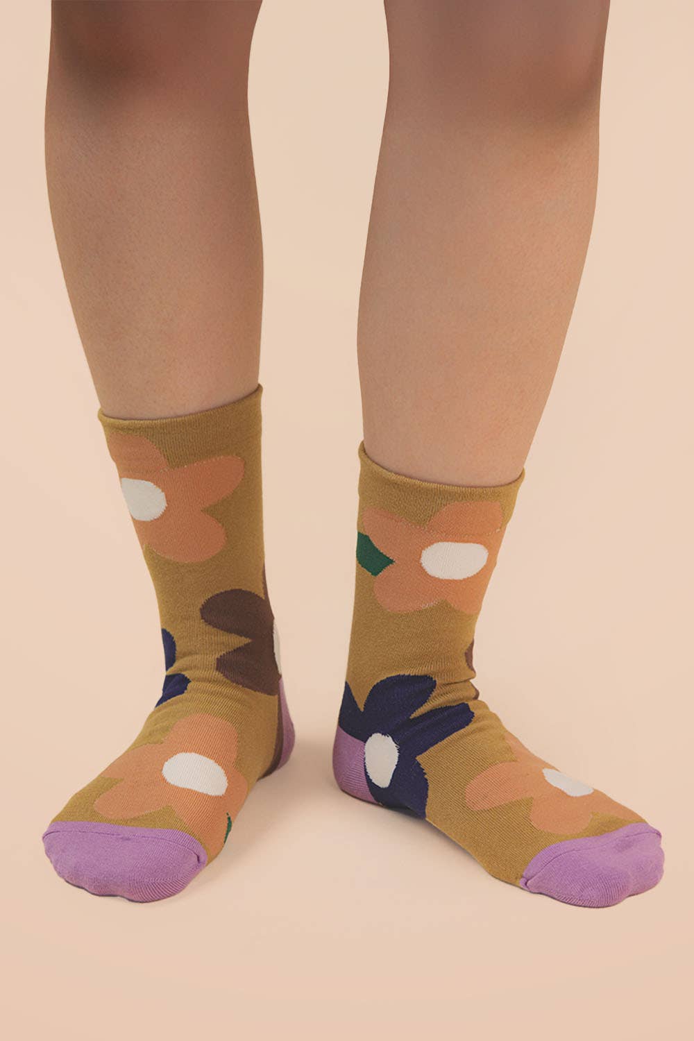 Multi color floral print socks
