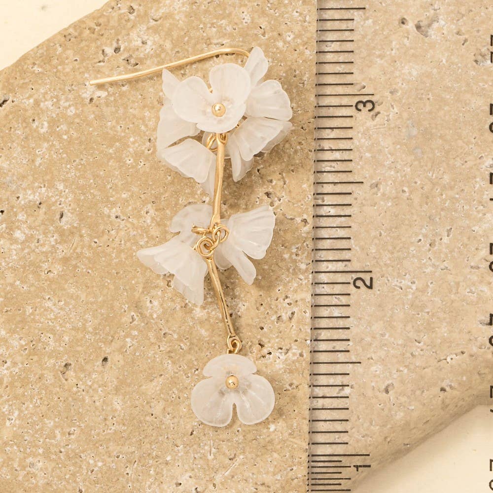 Acrylic Flower And Bars Dangle Earrings