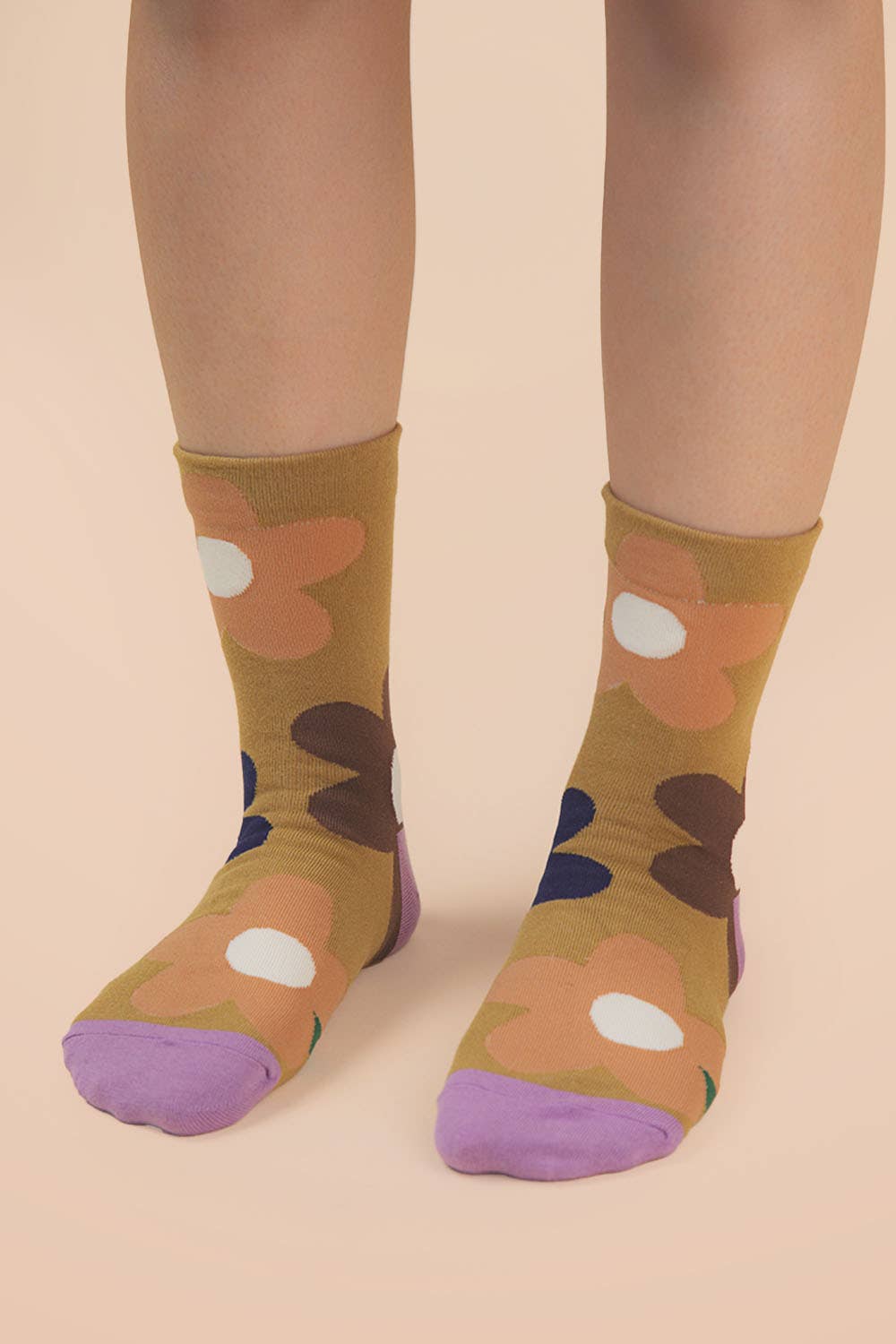 Multi color floral print socks