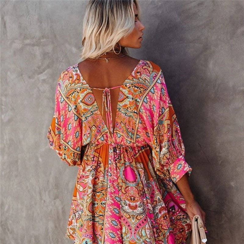 Stylish V-Neck Print Dress