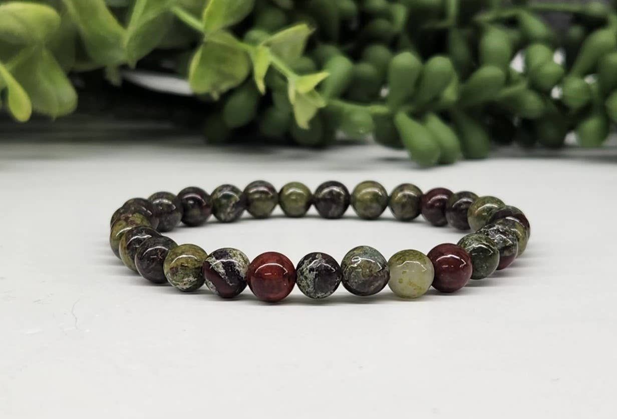 Dragon Bloodstone Stretchable Gemstone Bracelet 6mm Beads