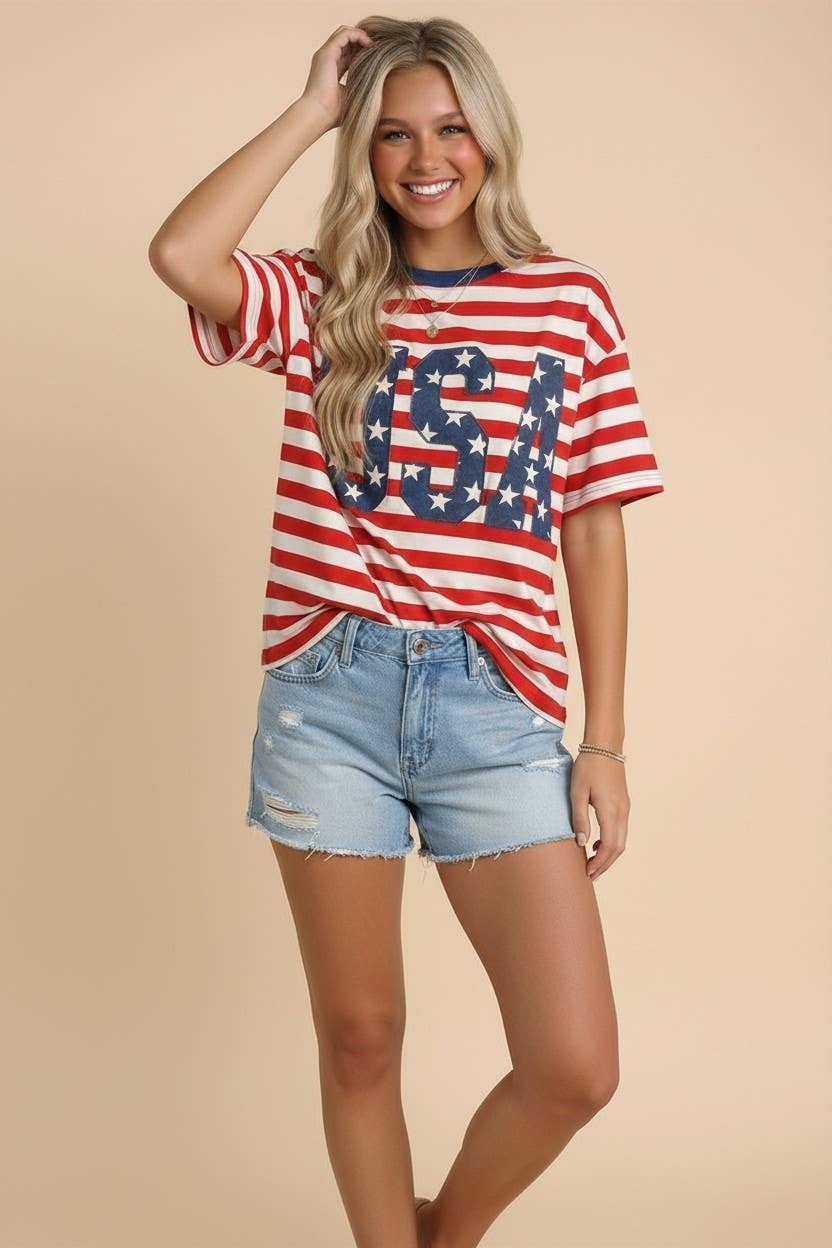 USA 250th Anniversary Commemorative Oversized STRIPE Tee