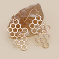 Buzzworthy Gold Honeycomb Bee Earrings