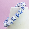 Vintage Blue & White Ceramic Bead Stretch Bracelet