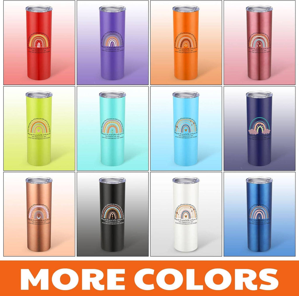 20oz Stainless Steel Motivational Tumbler with Lid & Straw