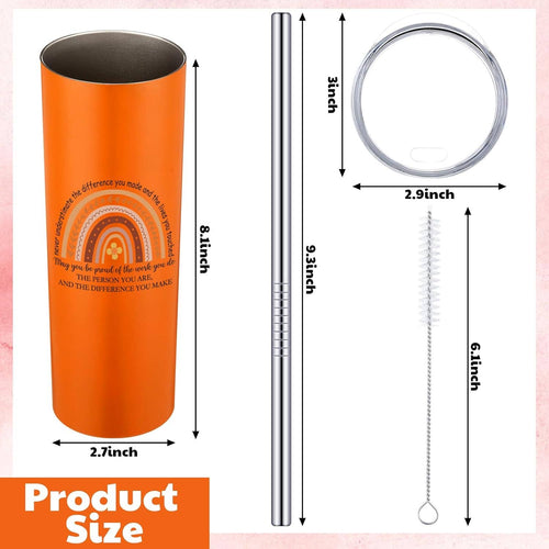 20oz Stainless Steel Motivational Tumbler with Lid & Straw
