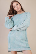 Mineral Washed Raglan Sleeve Casual Mini Dress