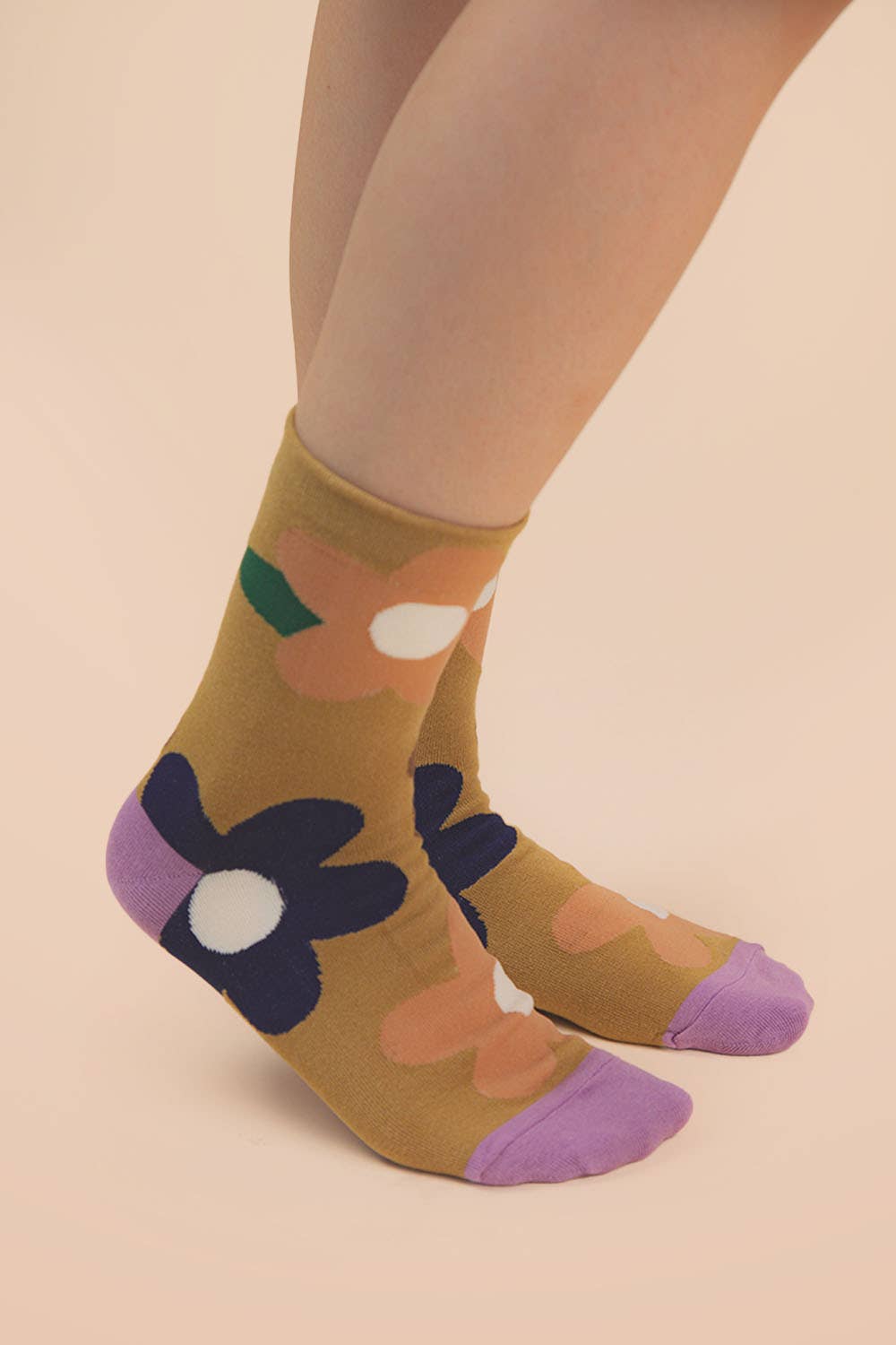 Multi color floral print socks