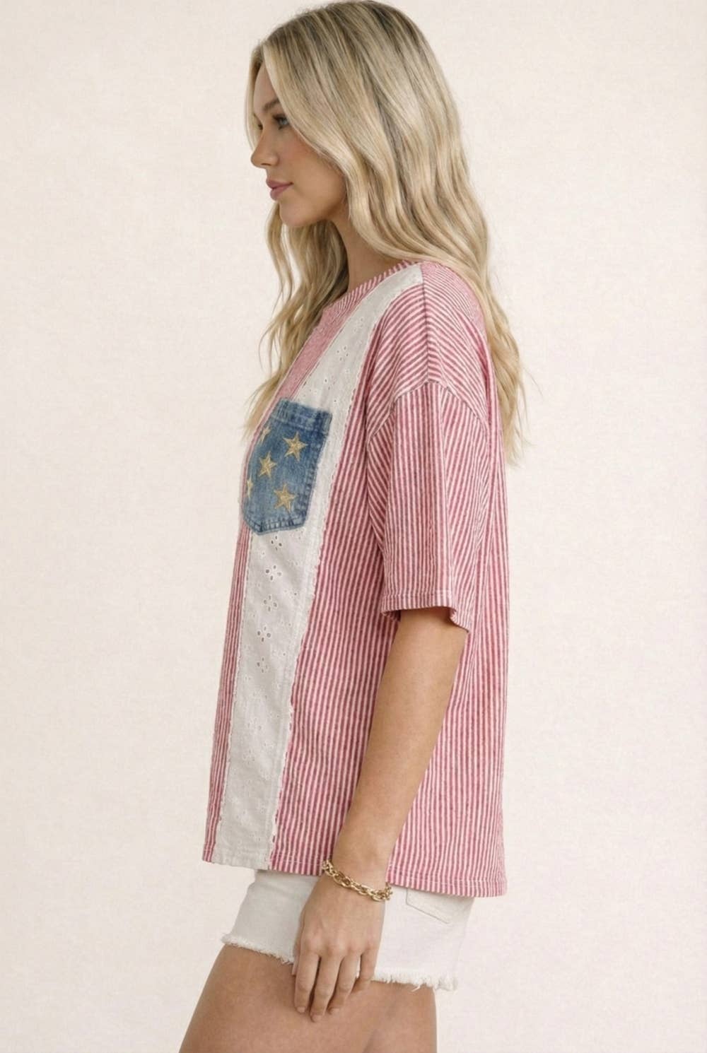 4th of July Feminine classic Americana top: RED / M
