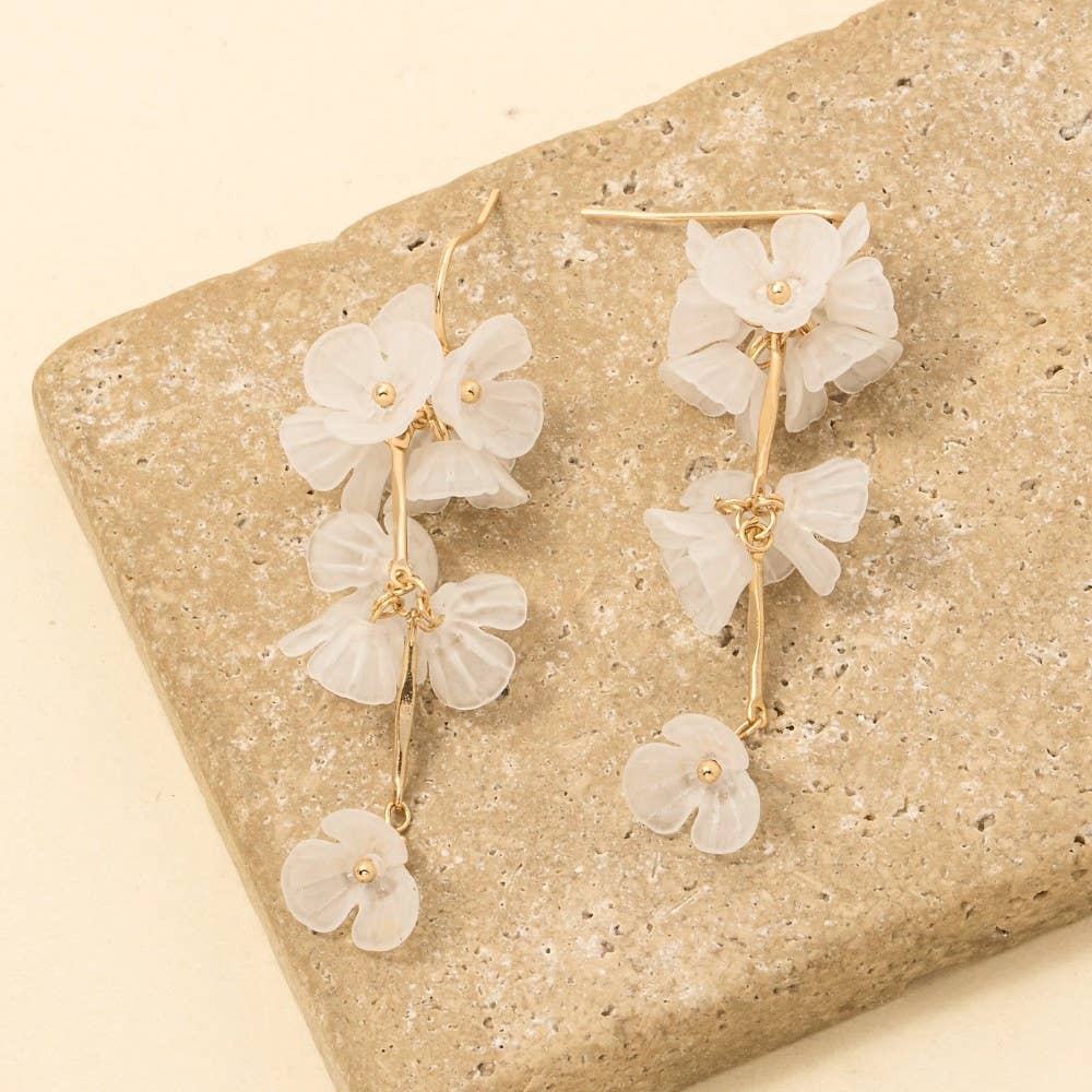 Acrylic Flower And Bars Dangle Earrings