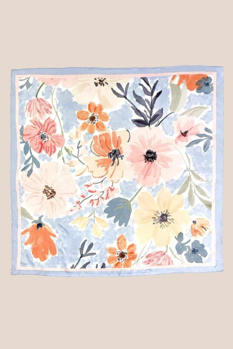 Floral Pattern Square Bandana Scarf