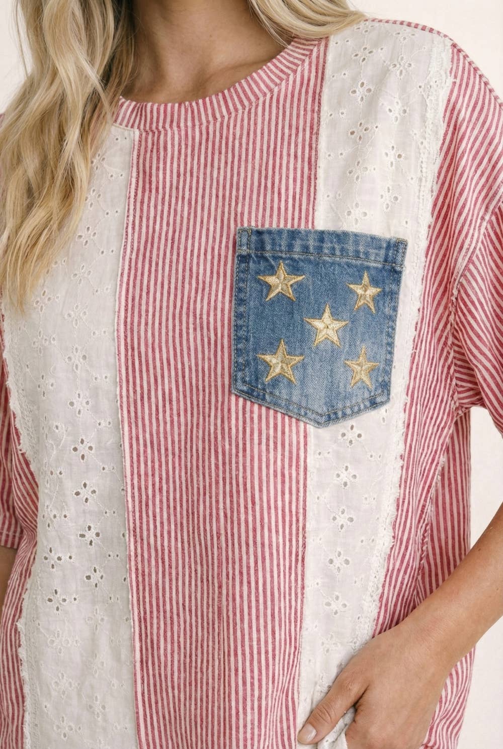 4th of July Feminine classic Americana top: RED / M