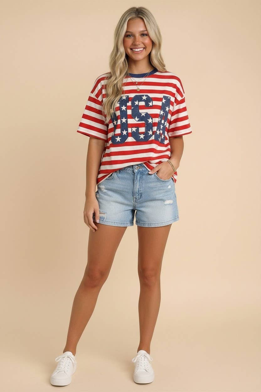 USA 250th Anniversary Commemorative Oversized STRIPE Tee