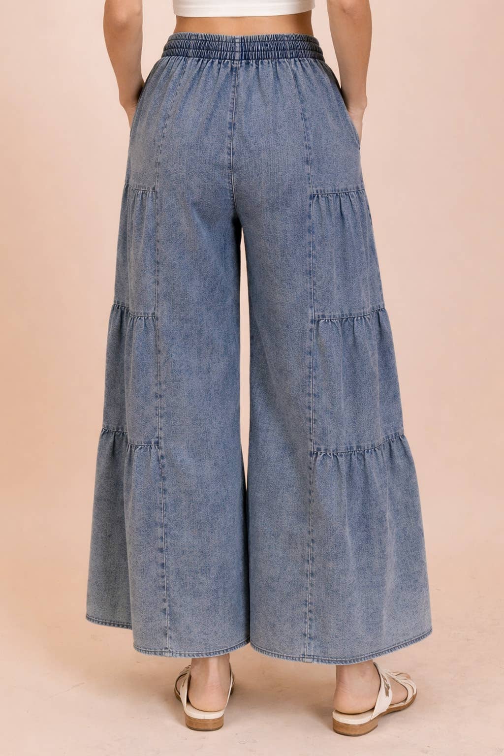 Tiered Layers Mineral Washed Chambray Pants
