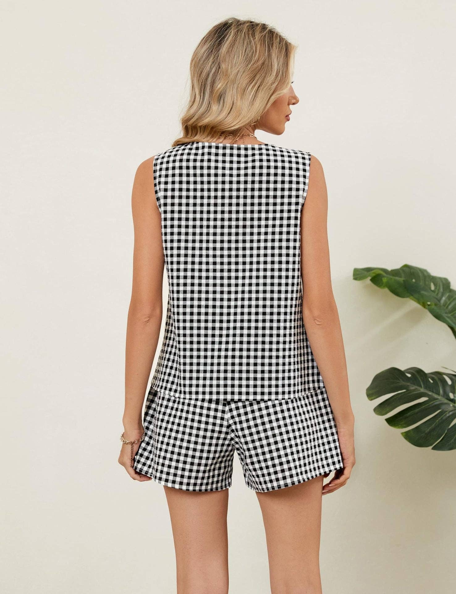 Gingham Vest and Shorts Set